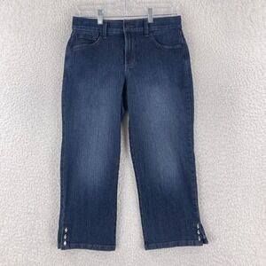 NYDJ Blue Dark Wash Denim Ariel Crop Jeans Womens Mid-Rise Casual‎ Size 4